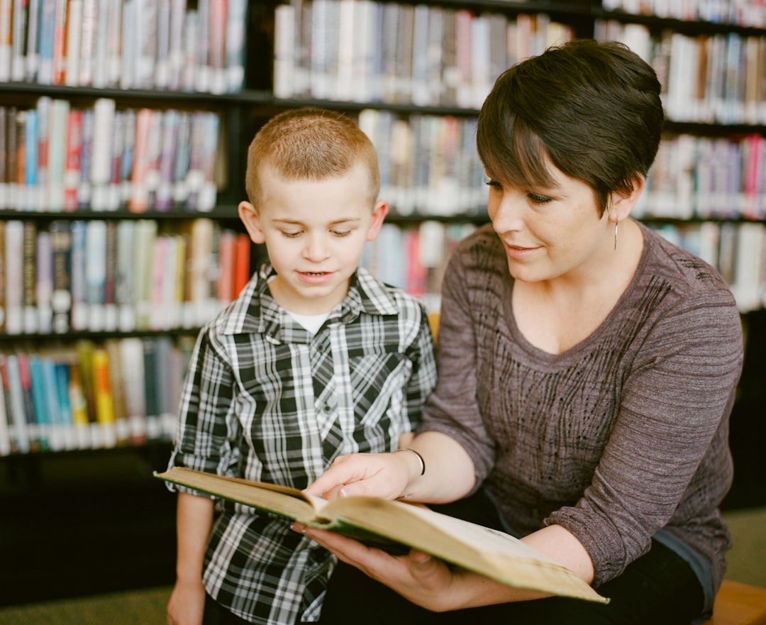 A mother reading with her child.